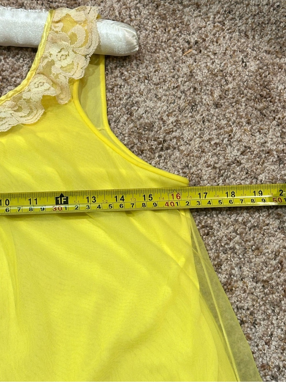 VTG 1960s Sheer Lemon Yellow Chiffon Babydoll Nightgown Cream Lace XS/S - Picture 8 of 10
